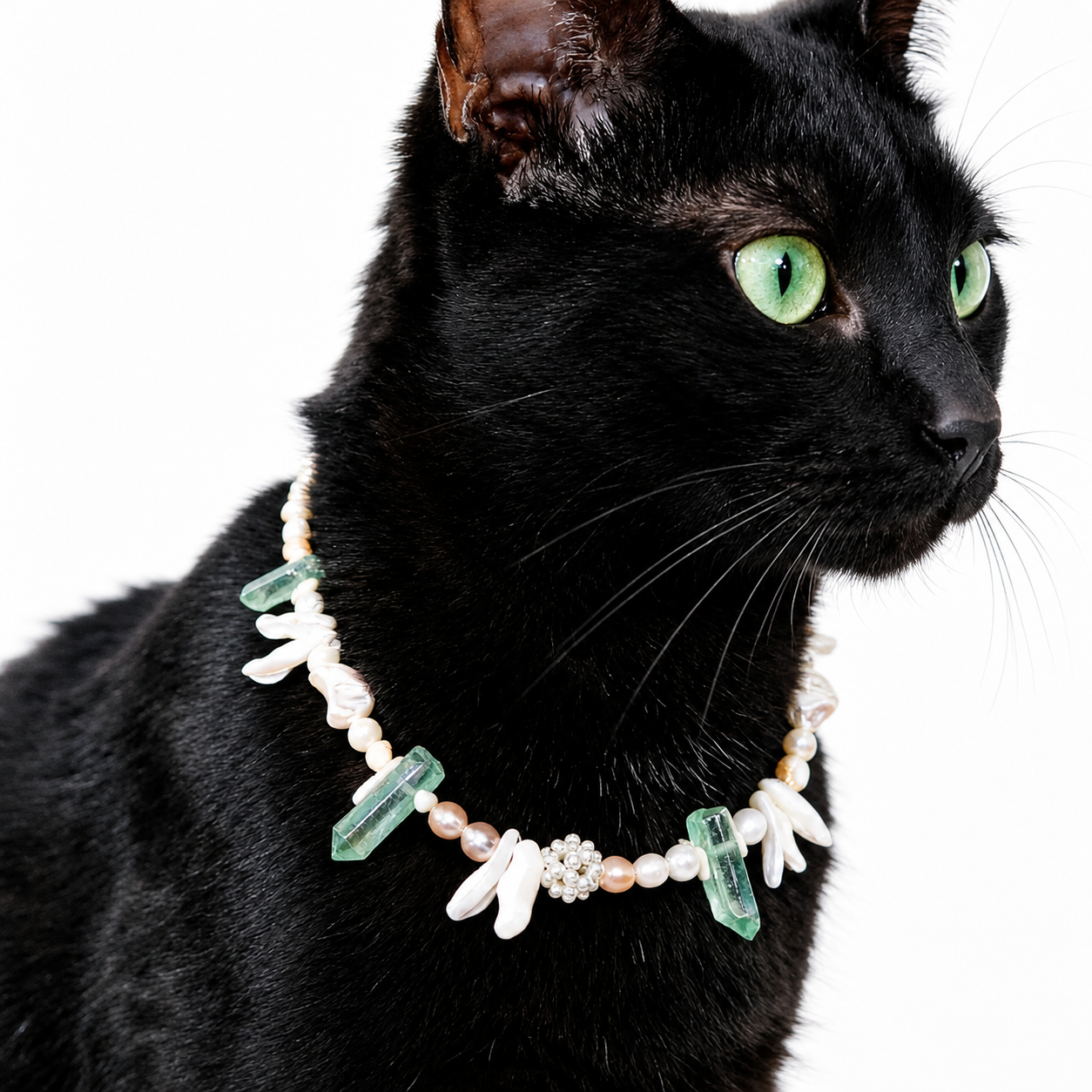Emerald Pearl Runway Pet Necklace