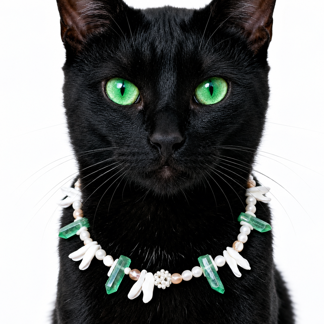 Emerald Pearl Runway Pet Necklace