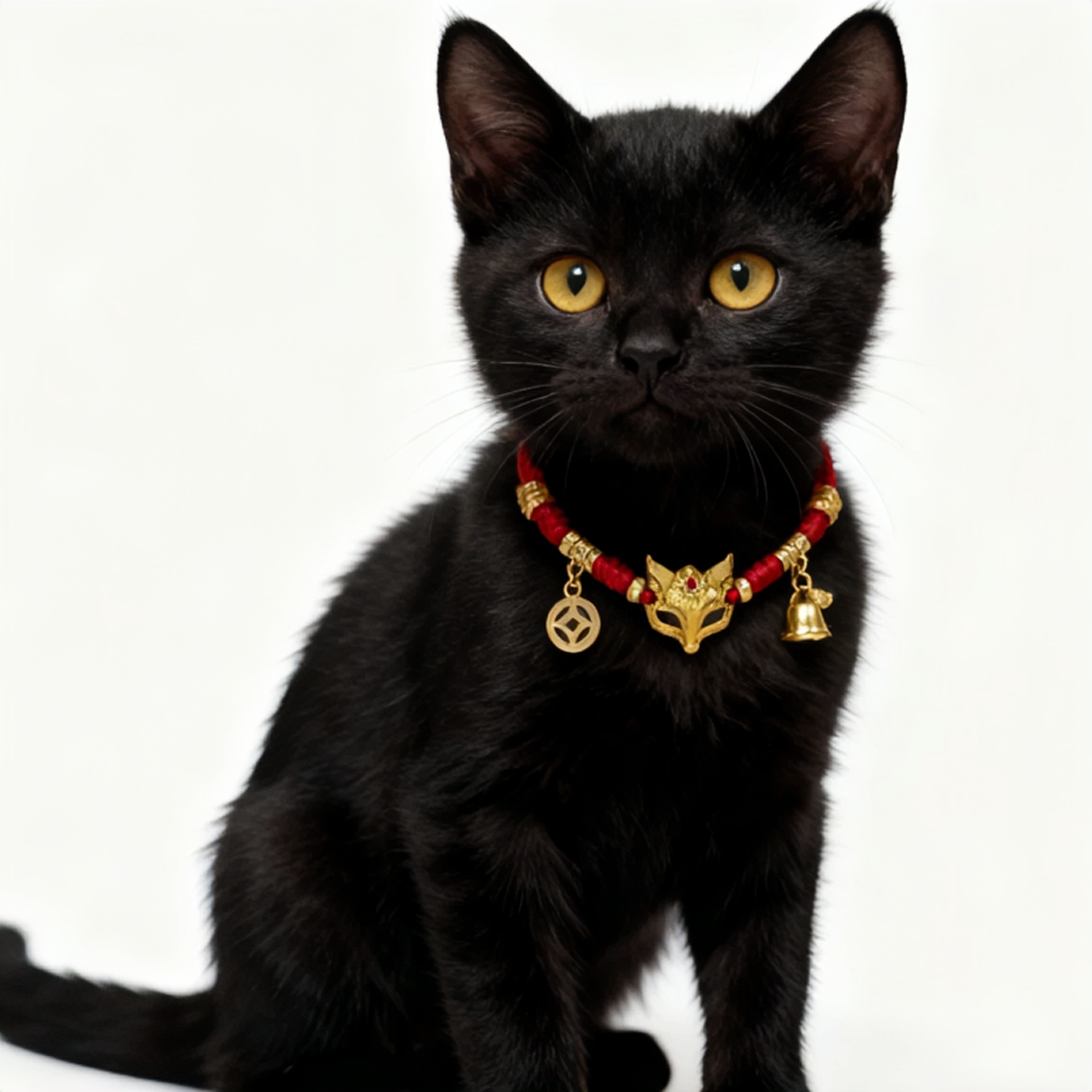 Golden Fortune Red Cord Pet Necklace