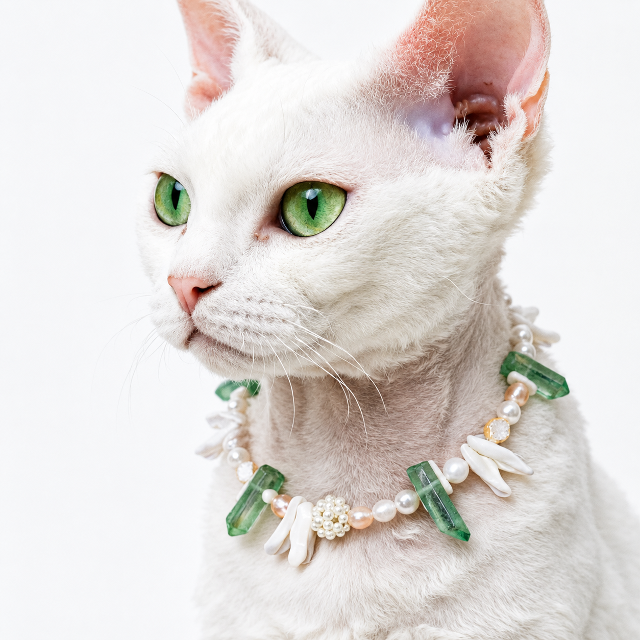 Emerald Pearl Runway Pet Necklace