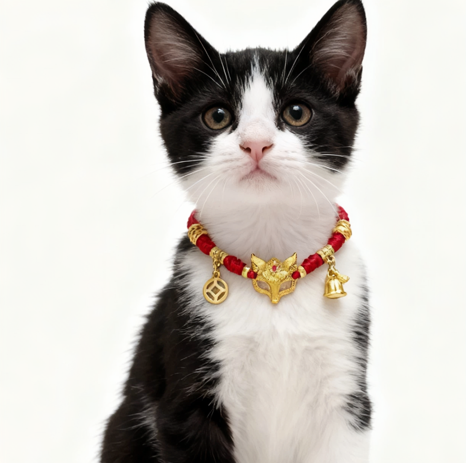 Golden Fortune Red Cord Pet Necklace