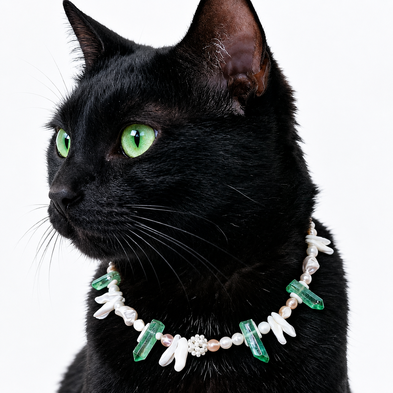 Emerald Pearl Runway Pet Necklace